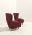 Mid-Century Modern Cherry Velvet Armchairs with Wooden Legs, Italy, 1960s, Set of 2 For Sale - Image 3 of 13