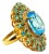 Bochic "Orient" Vintage Diamond & Multi Blue Topaz Ring Set In 18K Gold & Silver For Sale