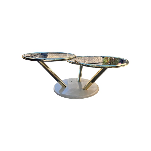 Milo Baughman Vintage Mid Century Modern Brass Glass Coffee Table Italian in Milo Baughman Style Design For Sale - Image 4 of 12