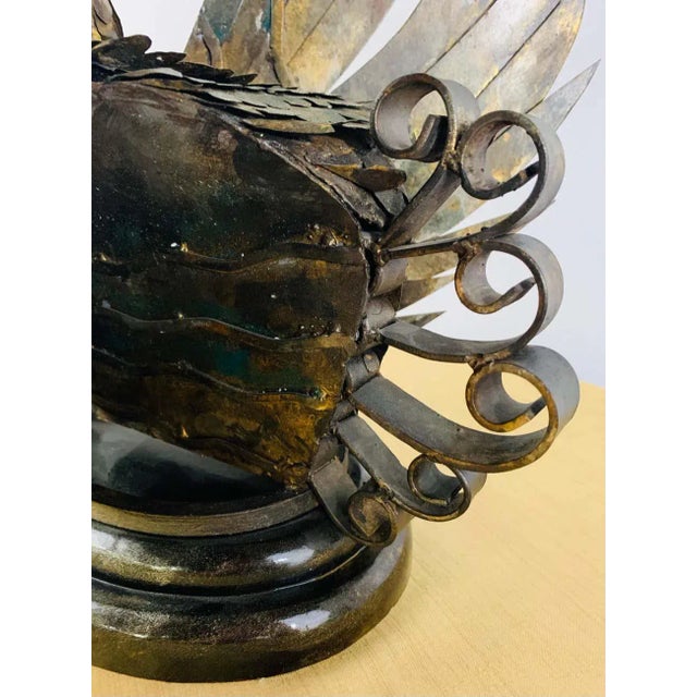 Brutalist Bronze Swan Statues, Mid-20th Century Pair on Black Base For Sale - Image 11 of 13