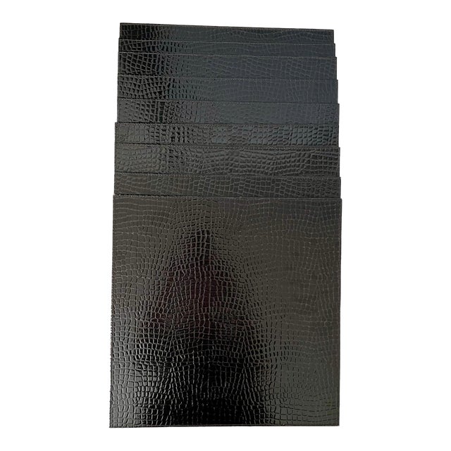 Chocolate Brown Faux, Croc Square Placemats. Set of Nine. For Sale