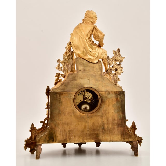 Bronze French Napoleon III Gilt Bronze Figural Mantel Clock, Early 19th Century For Sale - Image 8 of 11