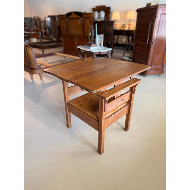 Early 1900s Antique Mission Oak Convertible Table Chair For Sale - Image 9 of 12
