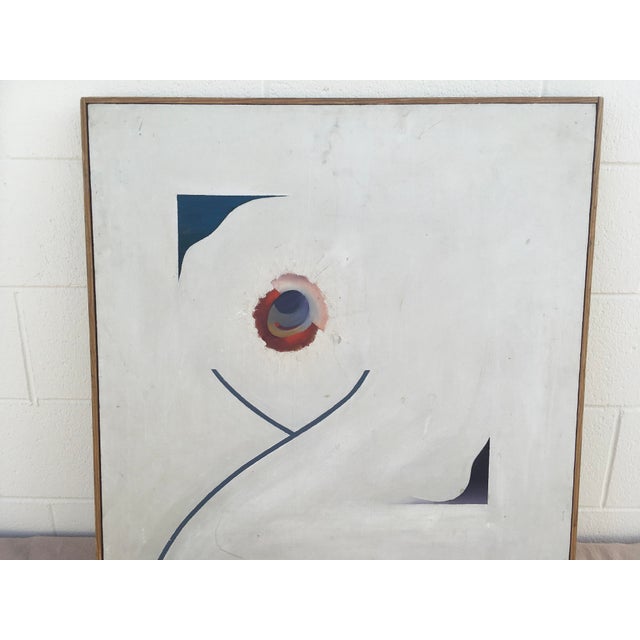 Original Vintage Framed Abstract Eye Painting Wear Signed For Sale - Image 4 of 4