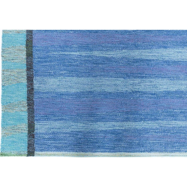 Moroccan Doris Leslie Blau Vintage Scandinavian Abstract Lavender Flatweave Wool Rug For Sale - Image 3 of 6
