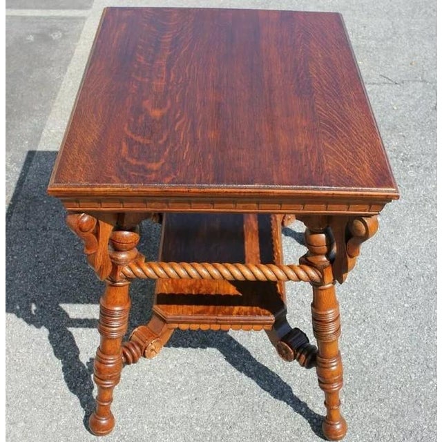 19th Century American Tiger Oak Center Parlor Table For Sale - Image 4 of 11