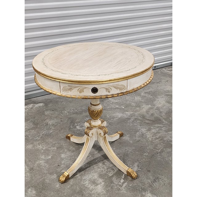 Decorative Florentine Style Handpainted Drum Side Table For Sale - Image 4 of 18