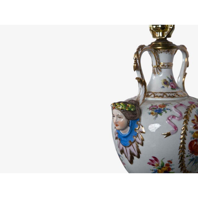 Mid 20th Century Regency Style, Urn Table Lamps, Porcelain, Painted Wood, France - a Pair For Sale - Image 9 of 10