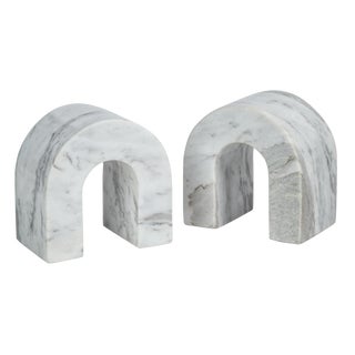 Martil Marble Bookends, Set of 2, White Volakas For Sale