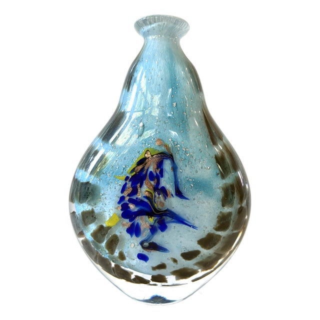 Murano Art Glass Vase Signed by Artist For Sale