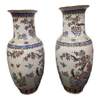 Pair of Chinese Famille Rose ‘Pheasant and Peony’ Vases For Sale