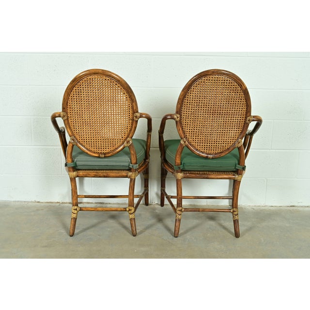 McGuire Hollywood Regency Organic Modern Bamboo and Cane Armchairs, Set of Four For Sale - Image 13 of 16