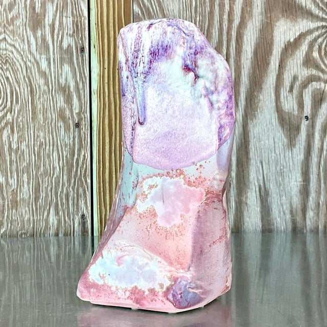 Vintage Boho Tony Evans Raku Fired Vase For Sale In West Palm - Image 6 of 10