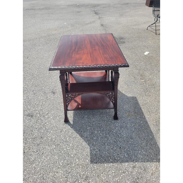 Great 19th Century English Mahogany Detail Carved Center Table. For Sale - Image 10 of 16
