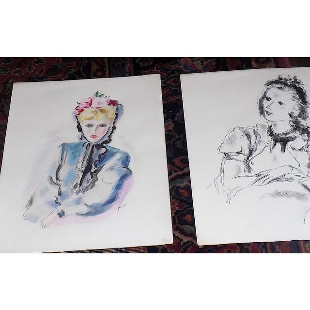 Mid-Century Modern Authentic Vintage Mid 20th C. Ltd. Ed. Signed Andre Dignimont Hand Finished Folio Size Parisian Scenes & Nudes Lithographs Set of 11 For Sale - Image 3 of 9