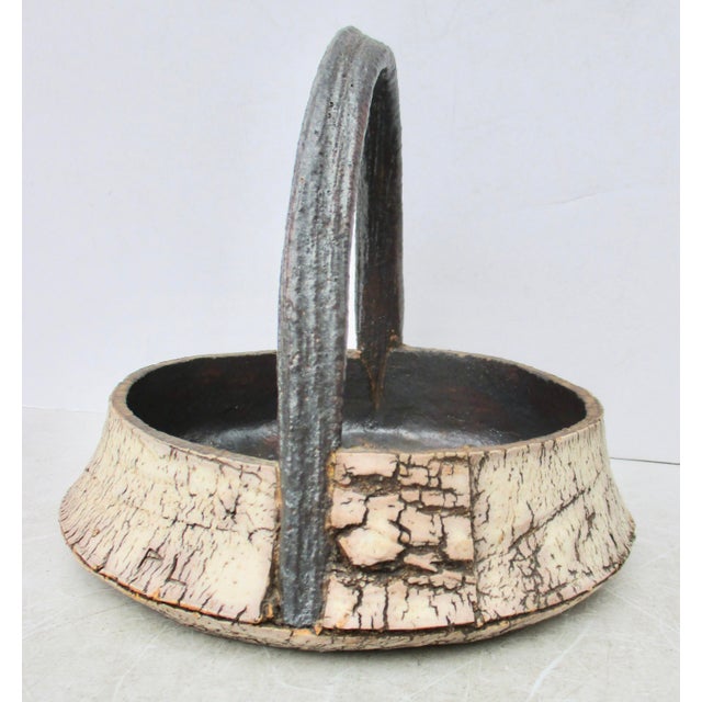 1990s Peter Lane Ceramic Basket Circa 1998 For Sale - Image 5 of 9