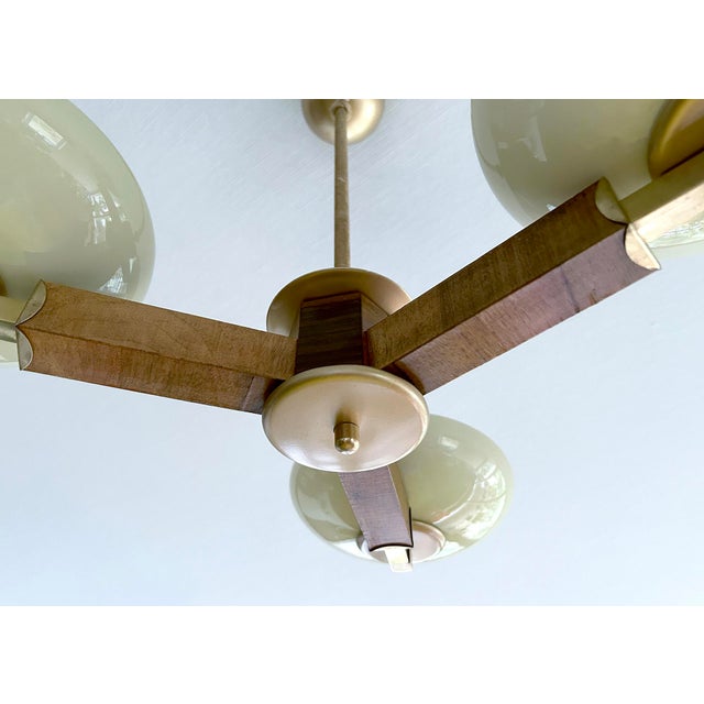 Art Deco Wood and Glass Pendant Light, 1930s For Sale - Image 17 of 18