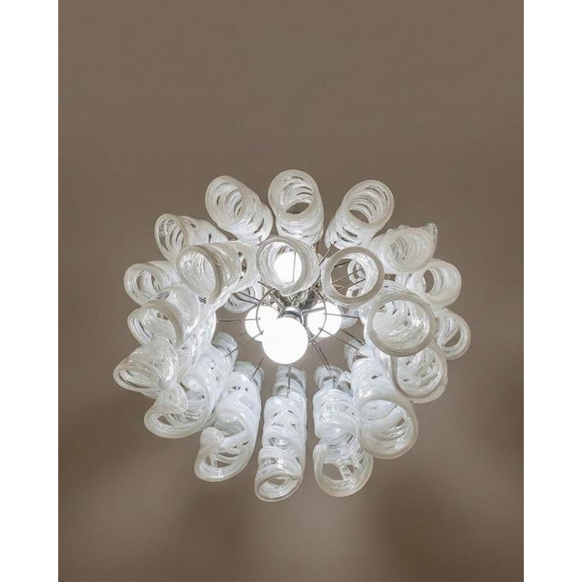 Vistosi Murano 1970s Murano Glass Torchon Waterfall Chandelier, 7 Lights, Attributed to Vistosi For Sale - Image 4 of 7
