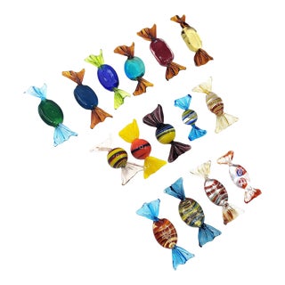 Late 20th Century Blown Glass Candies- Set of 15 For Sale