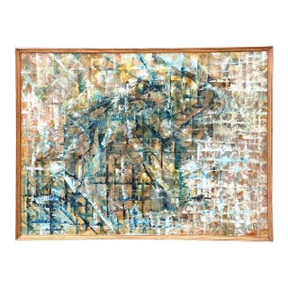 Vintage Original Abstract Oil on Painting For Sale
