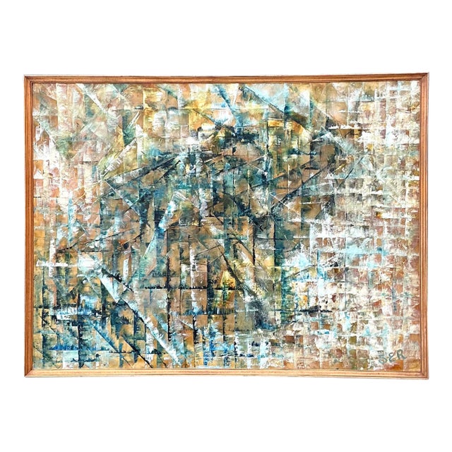 Vintage Original Abstract Oil on Painting For Sale