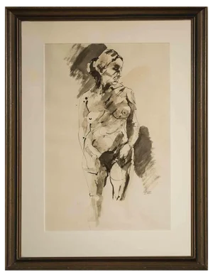 Michael Burgess, Untitled, 1978, Pen & Ink Wash on Watercolor Drawing, Framed