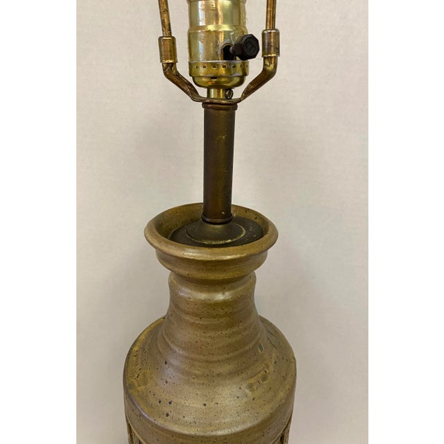 Incredible Brutalist Sculptural Mid Century Modern Pottery table lamp. Handmade with such flair and style. Excellent one...