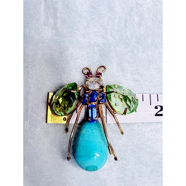 Attributed Schreiner Mid Century Insect Brooch Reverse Set Rhinestones Fly Bug For Sale - Image 14 of 14