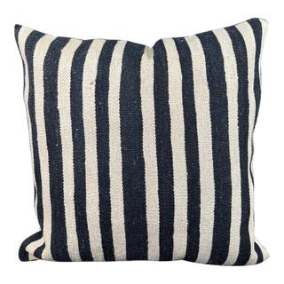 Turkish Hemp Pillow Cushion Natural Beige Black Pillow Cushion Cover 24"x24" For Sale