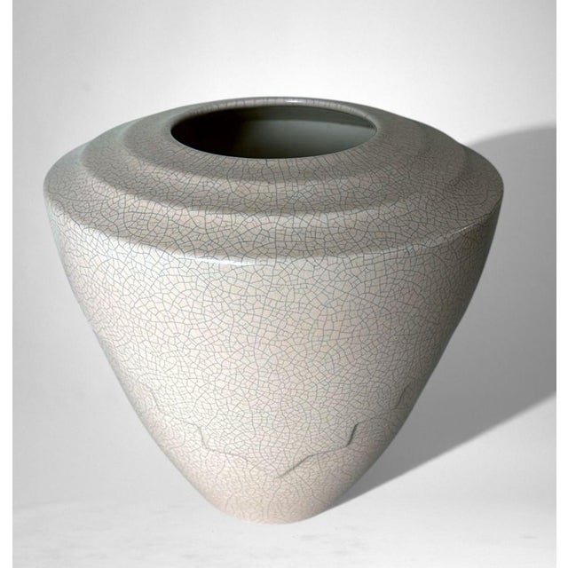 Art Deco Art Deco French Craquelé White Ceramic Vase For Sale - Image 3 of 18