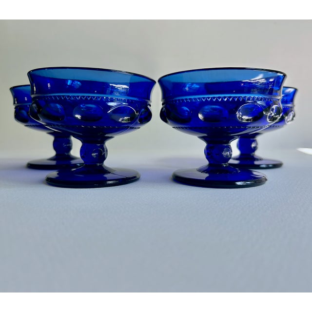 Mid 20th Century Set of 4 Colony Glass Co. Crown Cobalt Blue Pedestal Dishes For Sale In New York - Image 6 of 16