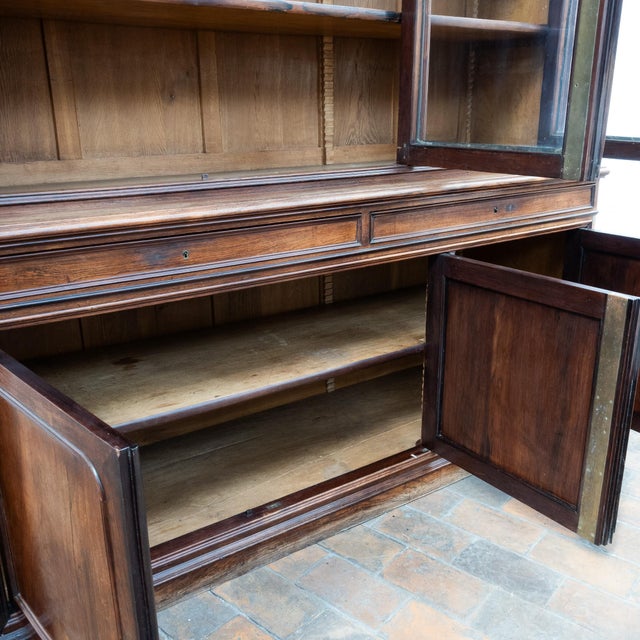 Large 19th Century Walnut Glass-Fronted Bookcase For Sale - Image 13 of 15