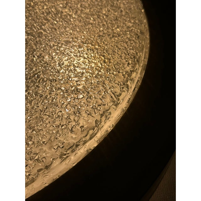 Large Ice Glass Flush Mount Ceiling Lamp attributed to Doria Leuchten Germany, 1960s For Sale - Image 6 of 11