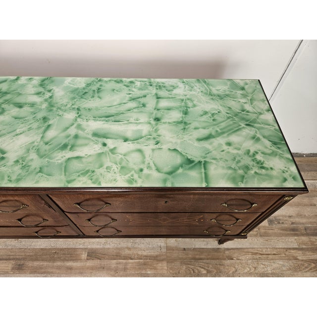 1960s Vintage Six-Drawer Oak Chest of Drawers with Glass Top, 1960 For Sale - Image 5 of 18