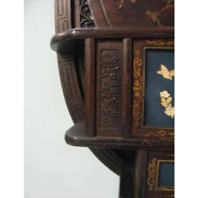 Important 19th C Japanese Etagere Wall Display Cabinet With Refined Detailed Design With Famed Provenance For Sale - Image 4 of 7