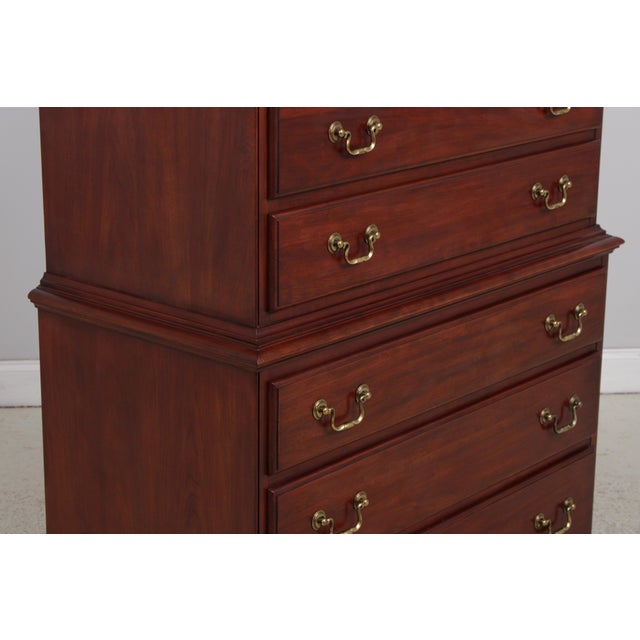 Brown Henkel Harris Model 164 Cherry 9 Drawer Tall Chest on Chest For Sale - Image 8 of 15