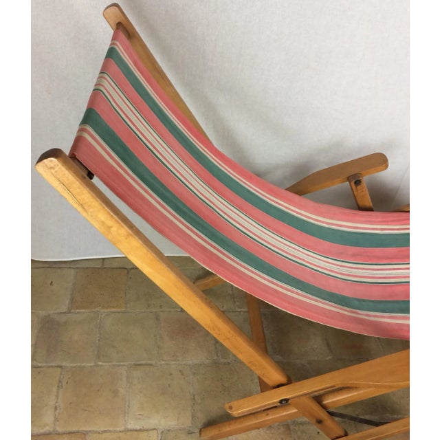 Ergelax Mid-Century Folding Canvas Lounge Chair For Sale - Image 4 of 11