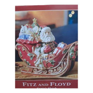Retired Fitz Floyd Santa Sleigh Christmas Cookie Jar St Nick