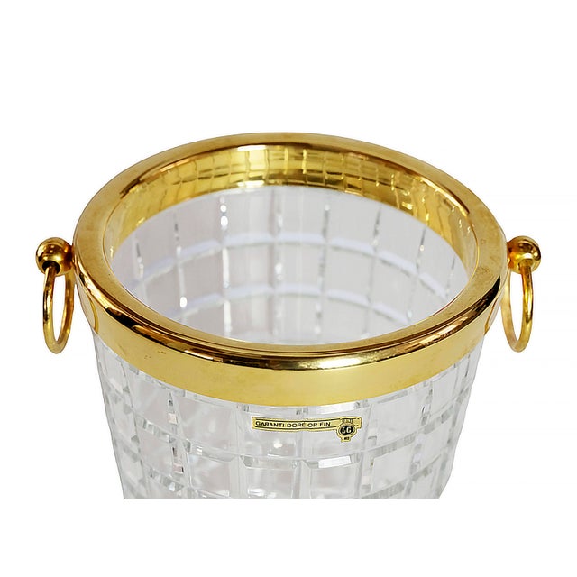 1980s French Gilt Metal and Cut Crystal Champagne Bucket, 1980s For Sale - Image 5 of 6