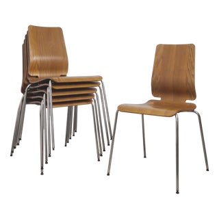 Vintage Scandinavian Stackable Teak Gilbert Teak Chairs from Ikea, 1990s, Set of 6 For Sale