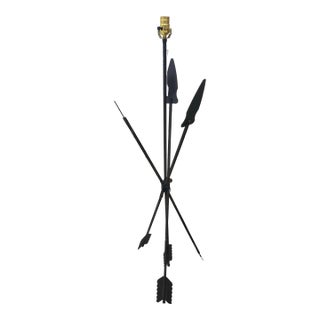 Vintage Wrought Iron Arrow Floor Lamp 53in For Sale