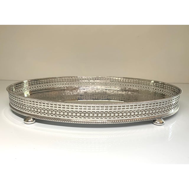 Traditional Early 1900s Barker-Ellis Oval Silver-Plated Gallery Tray For Sale - Image 3 of 8