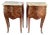 Exceptional Pair French Inlay Night Tables W/Marble For Sale