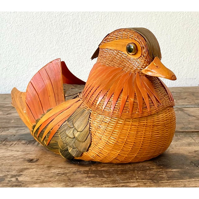 Chocolate Vintage Shanghai Handicrafts Weave Rattan Bird For Sale - Image 8 of 12