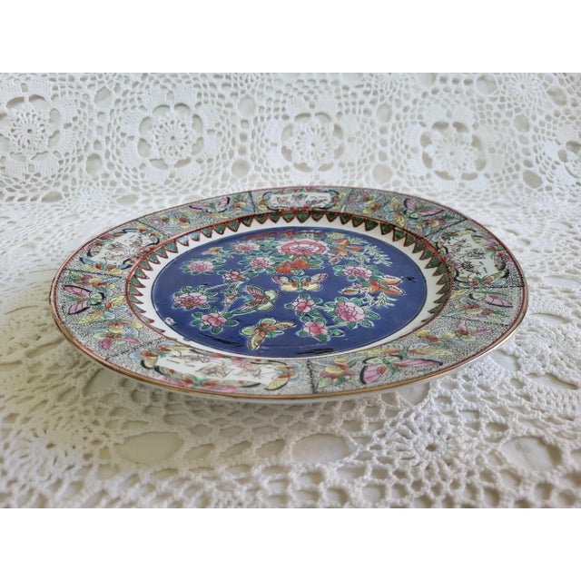 Ceramic Large 1930s Japanese Porcelain Butterfly and Floral Plate or Platter For Sale - Image 7 of 7