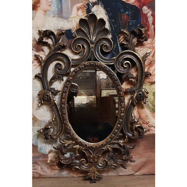 Antique Louis XV Mirror with Scrolling Foliage, Shells and Leaves, 1920s For Sale - Image 3 of 8