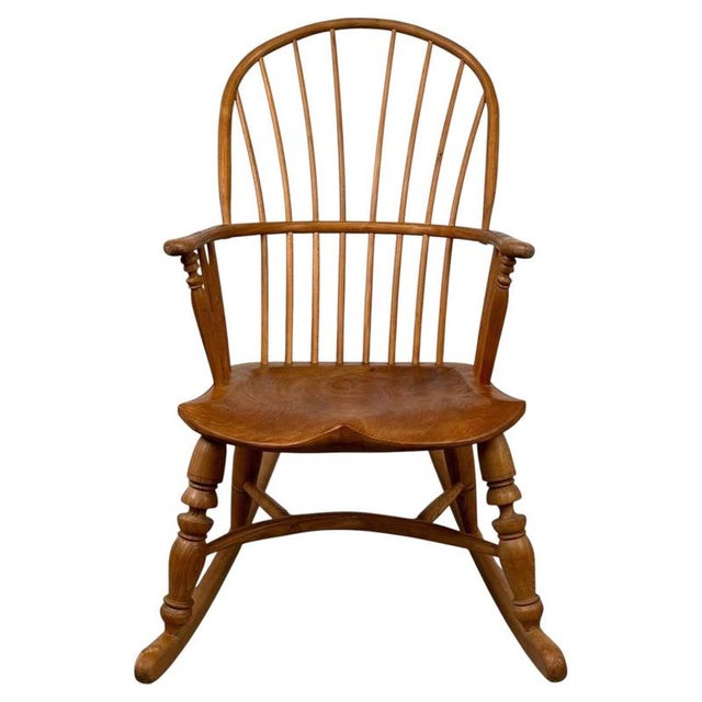 Antique English Ash Spindle-Back Rocking Chair For Sale - Image 4 of 12