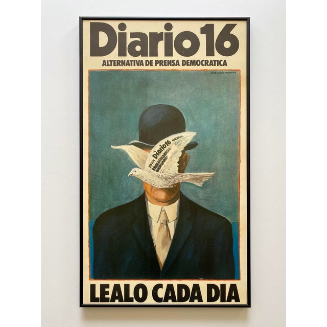 Reinhard Gade " Diario 16 : Alternativa De Prensa Democratica " Vintage 1979 Surrealist Lithograph Print Framed Spain Democracy Political Poster For Sale - Image 14 of 14