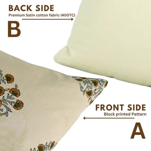 Fabdivine Handcrafted Block Print Cushion Cover 18x18 Inch Cotton Satin-Gudhal For Sale - Image 4 of 5