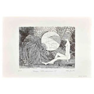 Leo Guida, Sybil, Veiled, Monkey, Etching, 1971 For Sale